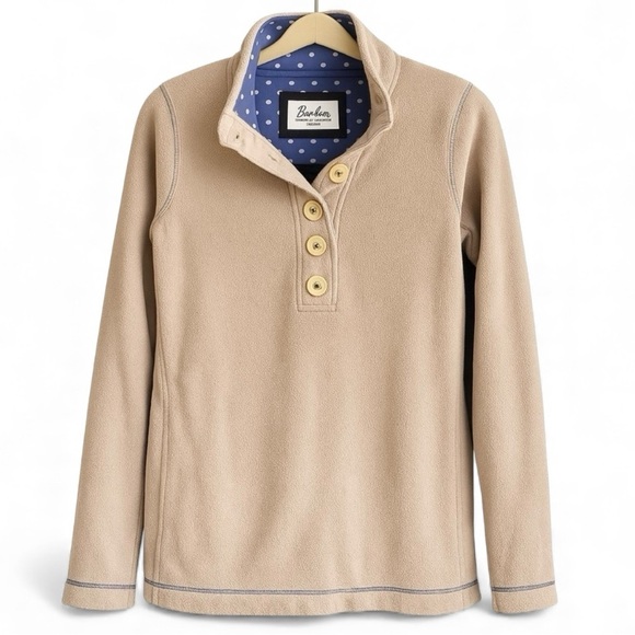 Boden Tops - Boden Fleece Pullover Hiking Outdoor Layer Athletic Beige Purple Polka Dot XS